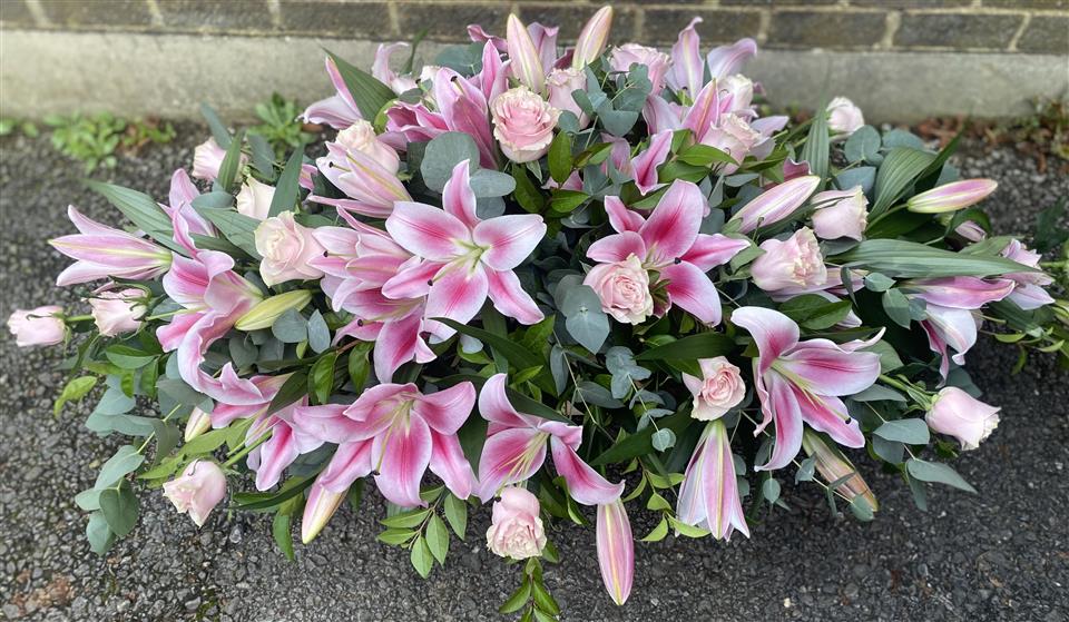 Rose and Lily Casket Spray
